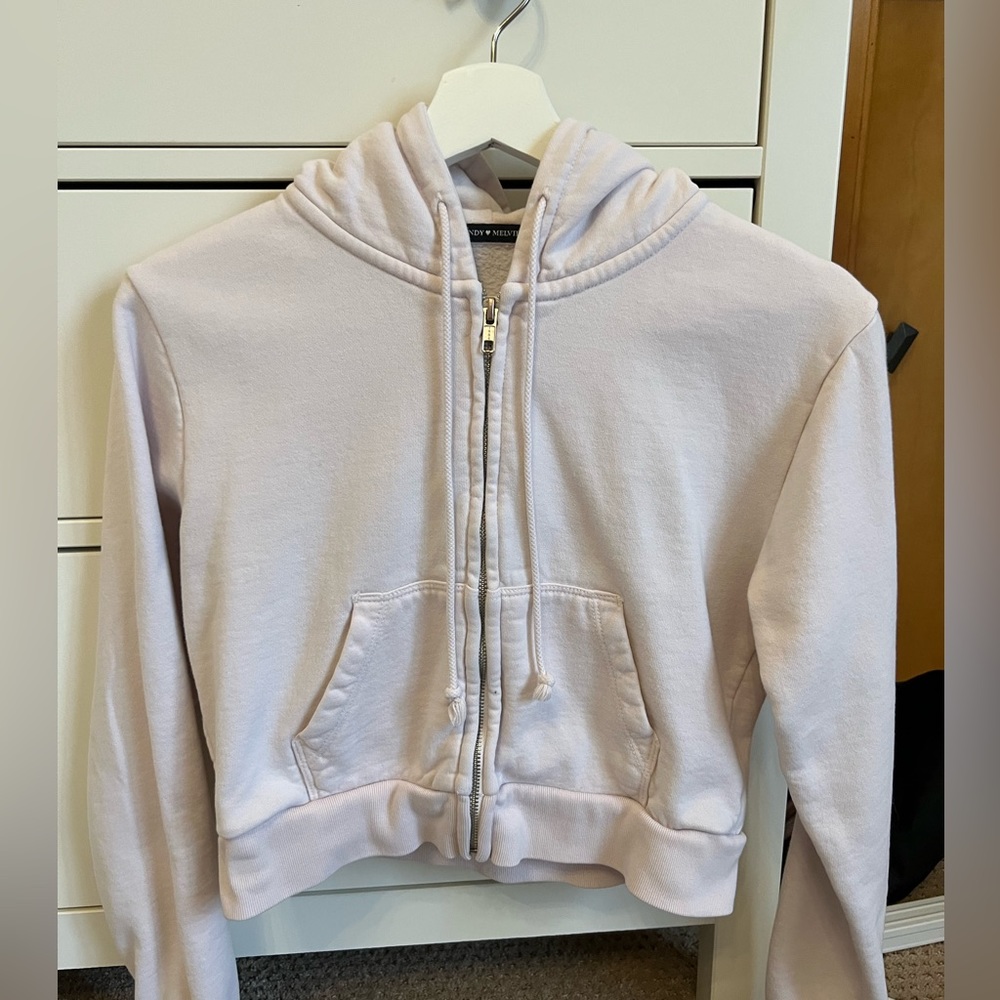 Brandy Melville Cropped Light Pink Sweatshirt